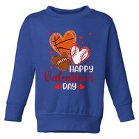 Happy Valentines Day Basketball Baseball Football  Toddler Sweatshirt