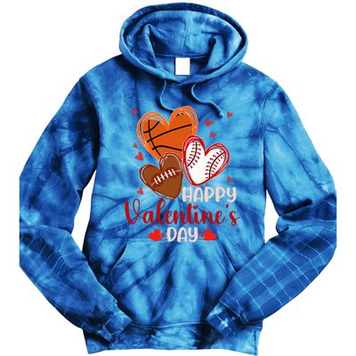 Happy Valentines Day Basketball Baseball Football  Tie Dye Hoodie