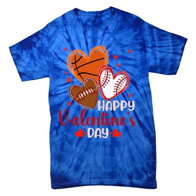 Happy Valentines Day Basketball Baseball Football  Tie-Dye T-Shirt