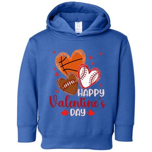 Happy Valentines Day Basketball Baseball Football  Toddler Hoodie