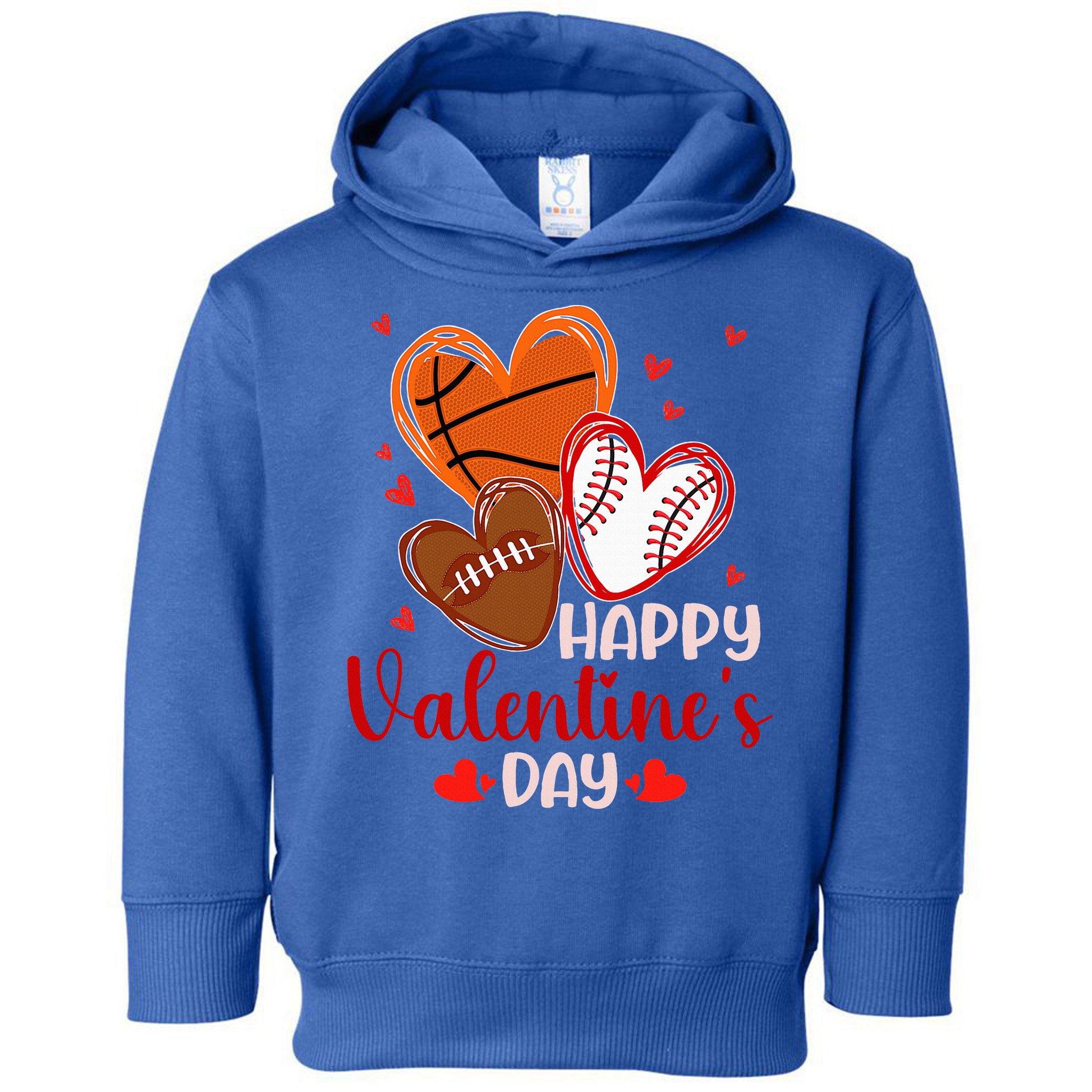 Happy Valentines Day Basketball Baseball Football  Toddler Hoodie