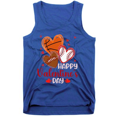 Happy Valentines Day Basketball Baseball Football  Tank Top