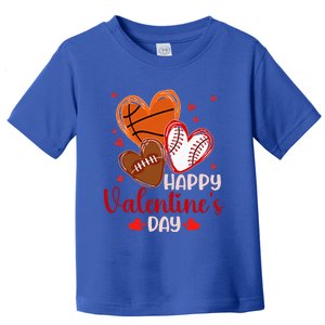 Happy Valentines Day Basketball Baseball Football  Toddler T-Shirt