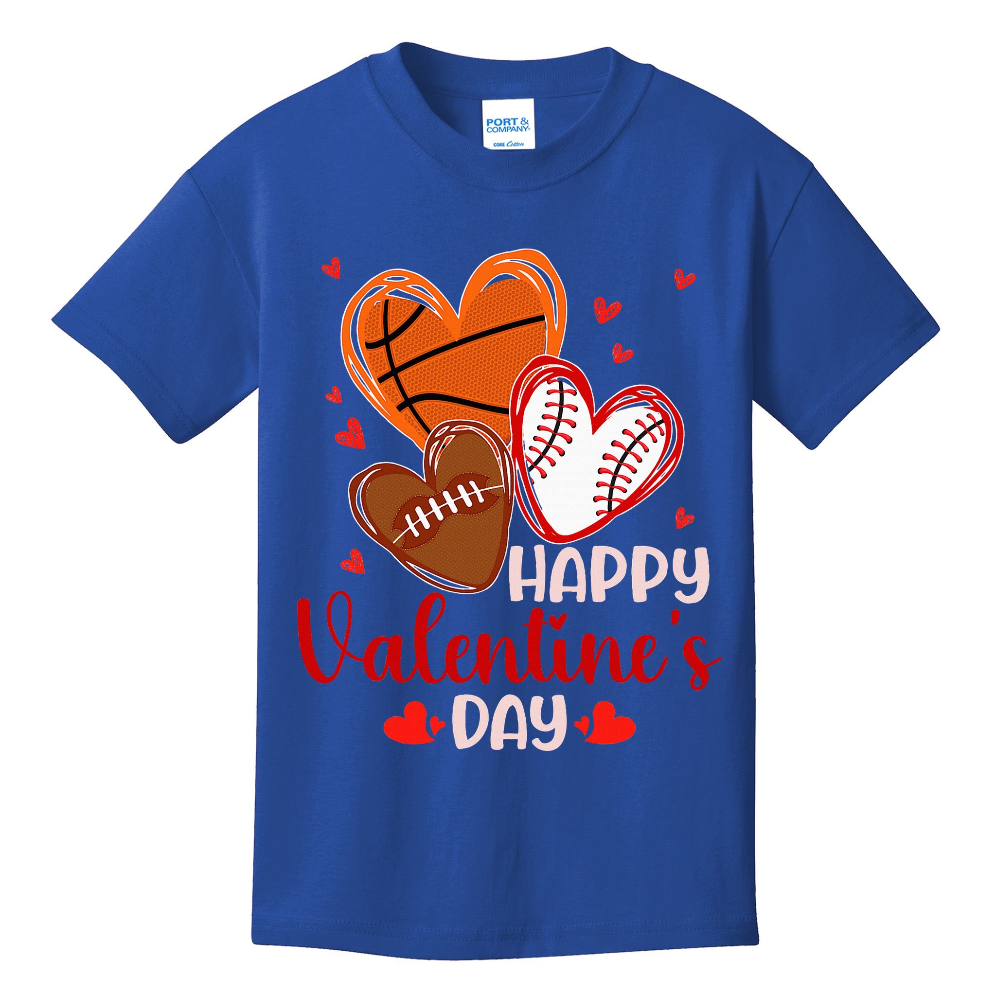 Happy Valentines Day Basketball Baseball Football  Kids T-Shirt