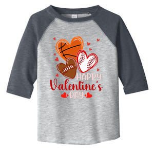 Happy Valentines Day Basketball Baseball Football  Toddler Fine Jersey T-Shirt