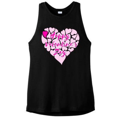 Happy Valentine's Day Heart Shape Logo Ladies PosiCharge Tri-Blend Wicking Tank