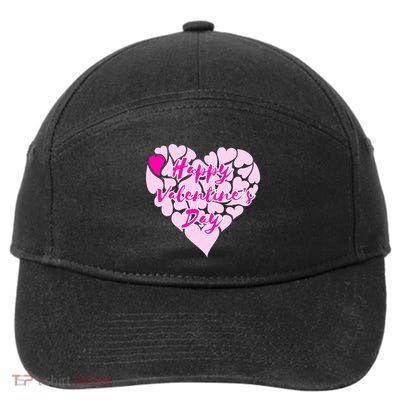 Happy Valentine's Day Heart Shape Logo 7-Panel Snapback Hat