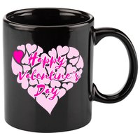 Happy Valentine's Day Heart Shape Logo 11oz C Handle Ceramic Mug