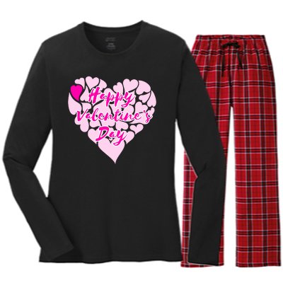 Happy Valentine's Day Heart Shape Logo Women's Long Sleeve Flannel Pajama Set 