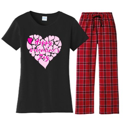 Happy Valentine's Day Heart Shape Logo Women's Flannel Pajama Set