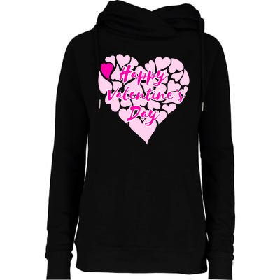 Happy Valentine's Day Heart Shape Logo Womens Funnel Neck Pullover Hood