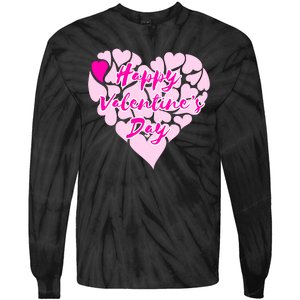 Happy Valentine's Day Heart Shape Logo Tie-Dye Long Sleeve Shirt