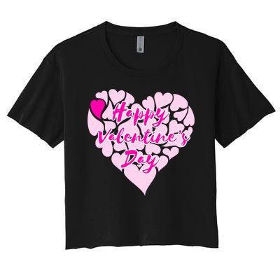 Happy Valentine's Day Heart Shape Logo Women's Crop Top Tee