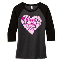 Happy Valentine's Day Heart Shape Logo Women's Tri-Blend 3/4-Sleeve Raglan Shirt