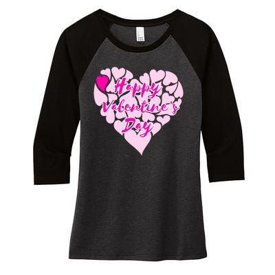 Happy Valentine's Day Heart Shape Logo Women's Tri-Blend 3/4-Sleeve Raglan Shirt