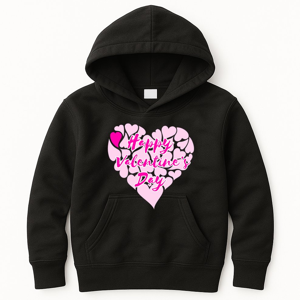 Happy Valentine's Day Heart Shape Logo Kids Hoodie