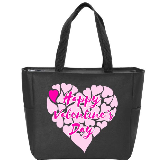 Happy Valentine's Day Heart Shape Logo Zip Tote Bag