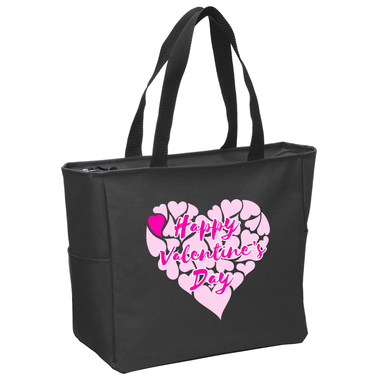 Happy Valentine's Day Heart Shape Logo Zip Tote Bag