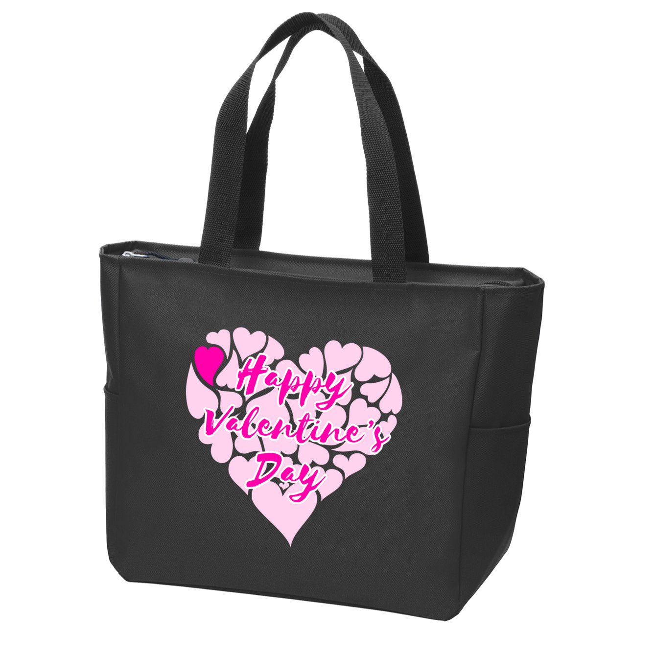 Happy Valentine's Day Heart Shape Logo Zip Tote Bag