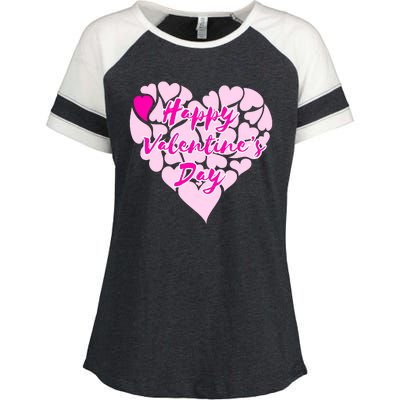 Happy Valentine's Day Heart Shape Logo Enza Ladies Jersey Colorblock Tee