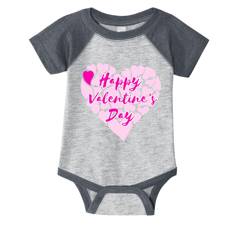 Happy Valentine's Day Heart Shape Logo Infant Baby Jersey Bodysuit