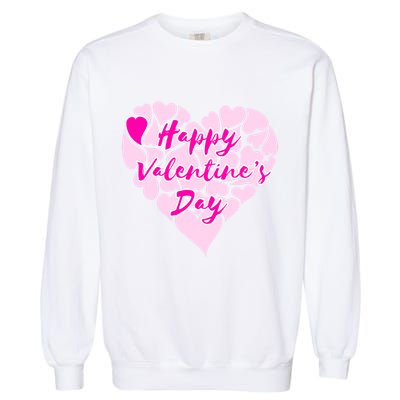Happy Valentine's Day Heart Shape Logo Garment-Dyed Sweatshirt