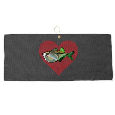 Hatchetfish Valentines Day Fish Love Fingerprint Gift Large Microfiber Waffle Golf Towel