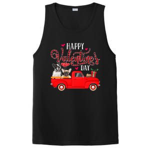 Happy Valentine's Day Funny Plaid Red Truck French Bulldog Funny Gift PosiCharge Competitor Tank