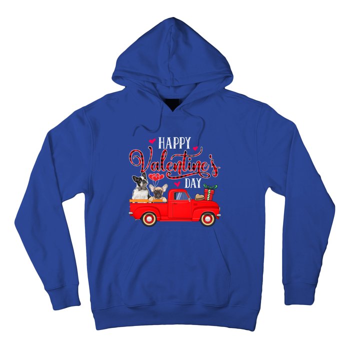 Happy Valentine's Day Funny Plaid Red Truck French Bulldog Funny Gift Hoodie