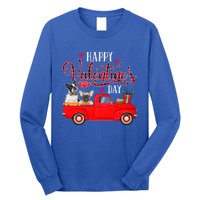 Happy Valentine's Day Funny Plaid Red Truck French Bulldog Funny Gift Long Sleeve Shirt