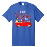 Happy Valentine's Day Funny Plaid Red Truck French Bulldog Funny Gift Tall T-Shirt