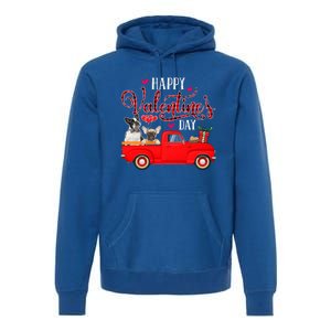 Happy Valentine's Day Funny Plaid Red Truck French Bulldog Funny Gift Premium Hoodie