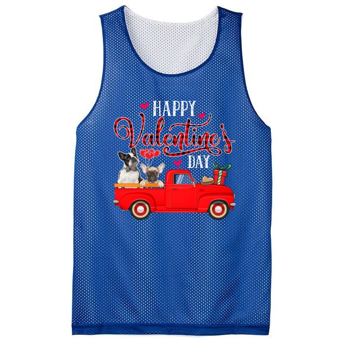 Happy Valentine's Day Funny Plaid Red Truck French Bulldog Funny Gift Mesh Reversible Basketball Jersey Tank