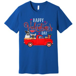 Happy Valentine's Day Funny Plaid Red Truck French Bulldog Funny Gift Premium T-Shirt