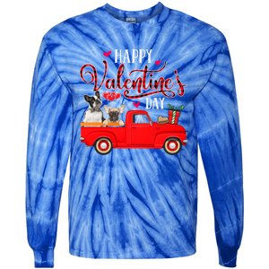 Happy Valentine's Day Funny Plaid Red Truck French Bulldog Funny Gift Tie-Dye Long Sleeve Shirt