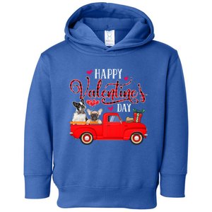 Happy Valentine's Day Funny Plaid Red Truck French Bulldog Funny Gift Toddler Hoodie