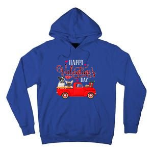 Happy Valentine's Day Funny Plaid Red Truck French Bulldog Funny Gift Tall Hoodie