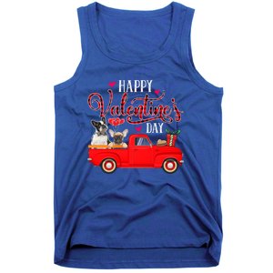 Happy Valentine's Day Funny Plaid Red Truck French Bulldog Funny Gift Tank Top