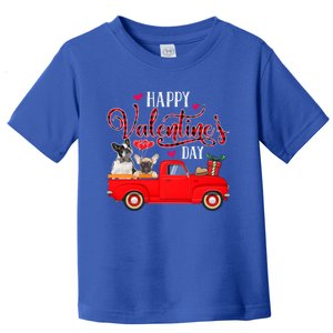 Happy Valentine's Day Funny Plaid Red Truck French Bulldog Funny Gift Toddler T-Shirt