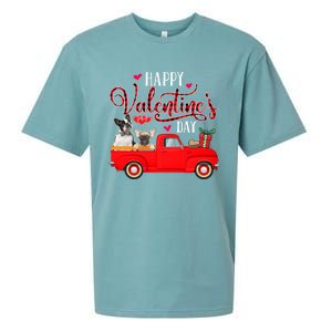 Happy Valentine's Day Funny Plaid Red Truck French Bulldog Funny Gift Sueded Cloud Jersey T-Shirt