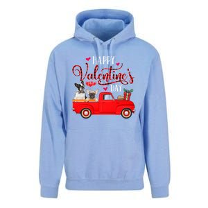 Happy Valentine's Day Funny Plaid Red Truck French Bulldog Funny Gift Unisex Surf Hoodie