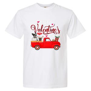 Happy Valentine's Day Funny Plaid Red Truck French Bulldog Funny Gift Garment-Dyed Heavyweight T-Shirt