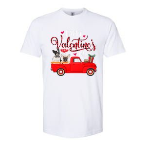 Happy Valentine's Day Funny Plaid Red Truck French Bulldog Funny Gift Softstyle CVC T-Shirt