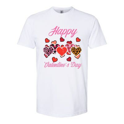 Happy Valentines Day Leopard Plaid Hearts Wo Girl Softstyle® CVC T-Shirt