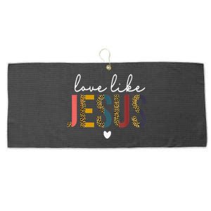 Happy Valentine's Day Christian Leopard Love Like Jesus Large Microfiber Waffle Golf Towel