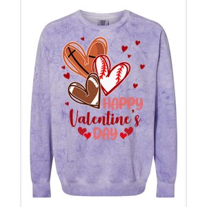 Happy Valentines Day Sports Lover Heart Gift Colorblast Crewneck Sweatshirt