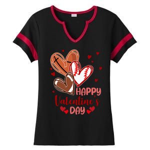 Happy Valentines Day Sports Lover Heart Gift Ladies Halftime Notch Neck Tee