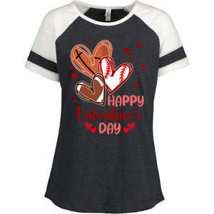 Happy Valentines Day Sports Lover Heart Gift Enza Ladies Jersey Colorblock Tee