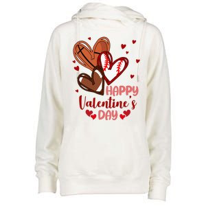 Happy Valentines Day Sports Lover Heart Gift Womens Funnel Neck Pullover Hood