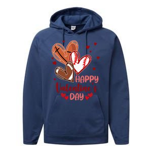 Happy Valentines Day Sports Lover Heart Gift Performance Fleece Hoodie